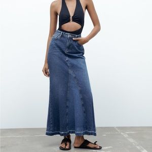NWT Zara Denim Maxi Skirt